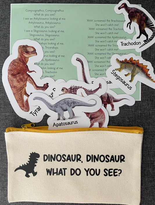 Dinosaur, dinosaur, what do you see?